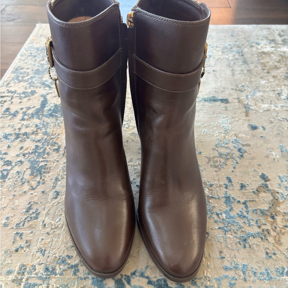 Coach Dark Brown Leather Ankle Booties